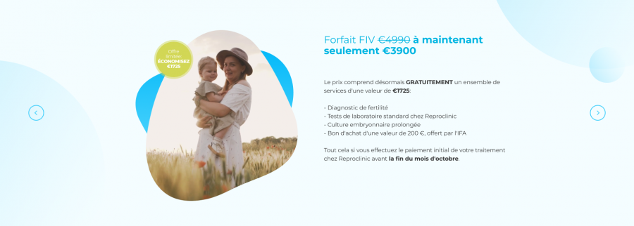 Réduction octobre : Le forfait FIV passe à €3900 au lieu de 4990€ chez Reproclinic